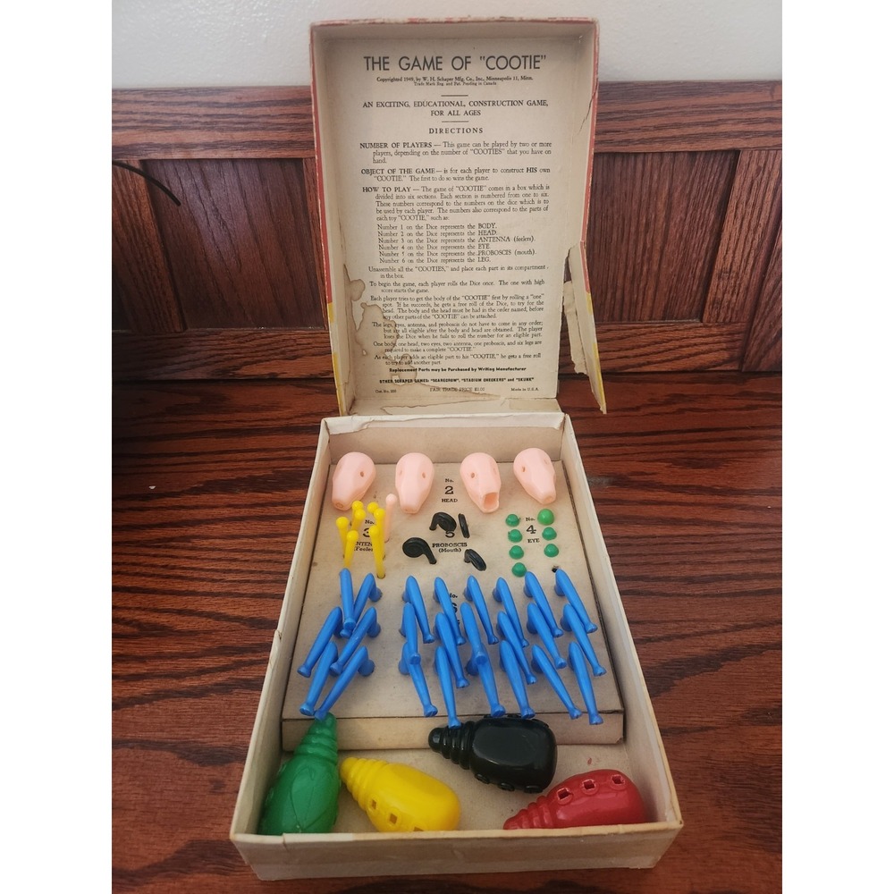 Vintage Game Of Cootie 1949 Original Box W.H. Schaper Manufacturing - Picture 5 of 10